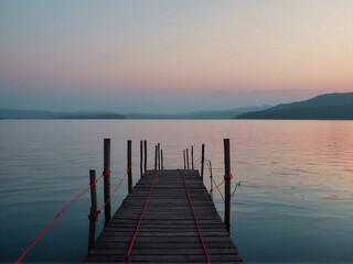 Fototapeta na wymiar Tranquil Horizons: A Majestic Sunset Over Pestovo Reservoir and Other Serene Lake Landscapes