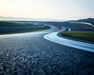 The sleek curves and lines of a racetrack stretching out into the distance