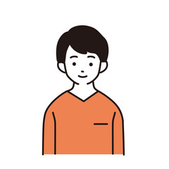 小学生の男の子のシンプルなイラスト　正面向き上半身
