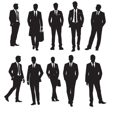 Businessman silhouette black in white background vector image