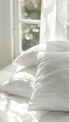 Fototapeta na wymiar Clean white bedding image