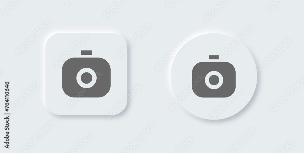 Poster camera solid icon in neomorphic design style. capture buttons signs vector illustration.