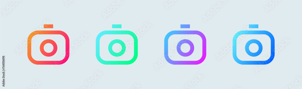 Aufkleber camera line icon in gradient colors. capture buttons signs vector illustration.