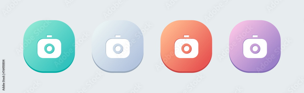 Poster camera solid icon in flat design style. capture buttons signs vector illustration.