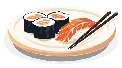 Delicious sushi, a typical Japanese dish.