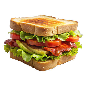 Delicious BLT Sandwich with Avocado on Thick Toasted Bread - PNG Image