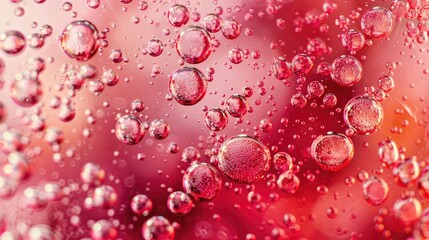 Macro shot of vibrant red bubbles creating a mesmerizing pattern, a visual exploration of texture and color in fluid dynamics - AI generated