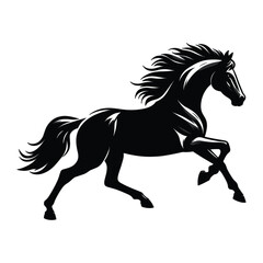 silhouette of horse running vector