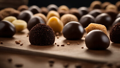 close up of chocolate truffles - obrazy, fototapety, plakaty