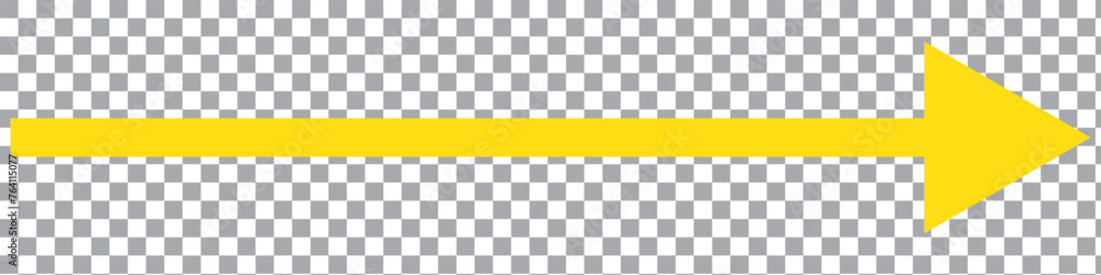 Poster yellow long arrow to the right . vector, isolated. yellow arrow isolated on transparency background