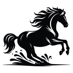 silhouette of horse running vector