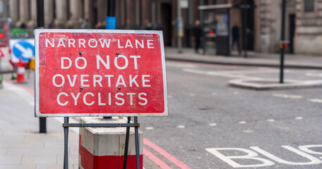 Do Not Overtake Cyclists written on a sign in London
