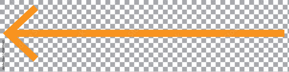 Poster orange long arrow to the left . vector, isolated. orange arrow isolated on transparency background