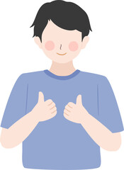faceless character thumbs up gesture clipart