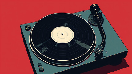turntable with record - obrazy, fototapety, plakaty