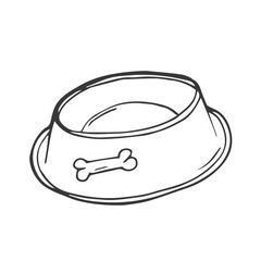 Dog bowl icon. A bowl of bones for a dog. animal feed in a bowl. Vector set.