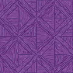 Geometric seamless pattern with hand drawn rhombs and lines. Violet abstract print. Editable stroke