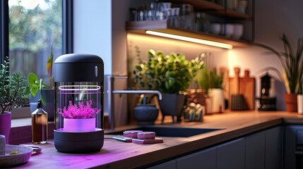 An intelligent, UV-light sanitizing system for household items in a modern home - obrazy, fototapety, plakaty