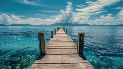 Tafelkleed A jetty extends into the tranquil waters of the blue lagoon. © DreamPointArt