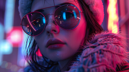 The dynamic urban life is captured with a variety of colorful lights and blurred city elements, evoking the energy of city life