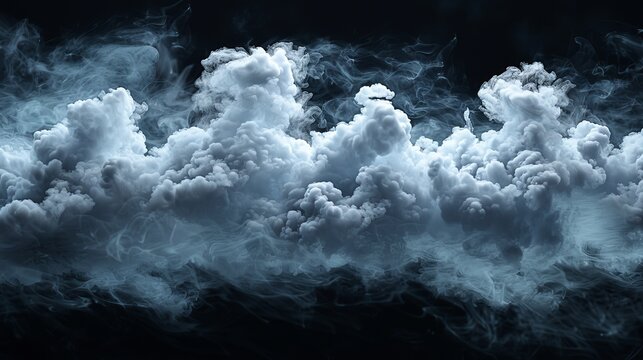 Fog, white clouds, or haze isolated on black for designs