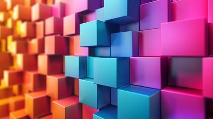 A colorful wall of blocks with a blue square in the middle