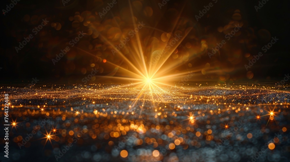 Wall mural Light effect with stars on transparent background. Sun modern illustration.