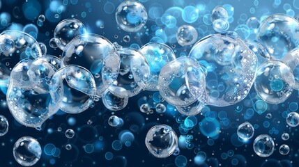 Underwater bubbles modern illustration on transparent background