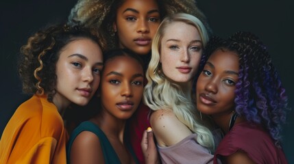 Fototapeta premium Multiethnic and multiracial group of women, the concept of equality and women's rights
