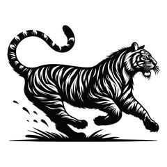 silhouette of Tiger running vector