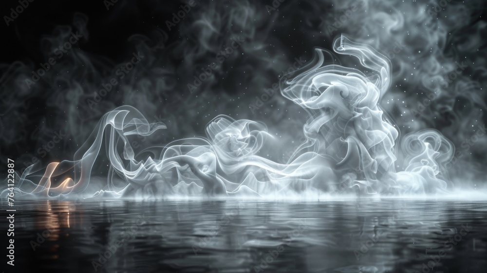 Poster white steam explosion background with smoke puff isolated on top. realistic modern column of fire fo