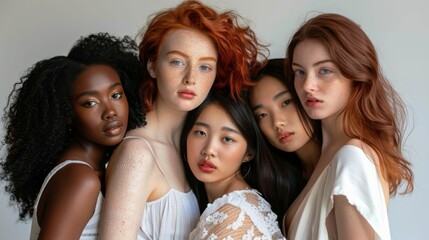 Fototapeta premium Multiethnic and multiracial group of women, the concept of equality and women's rights