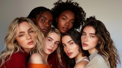 Fototapeta premium Multiethnic and multiracial group of women, the concept of equality and women's rights