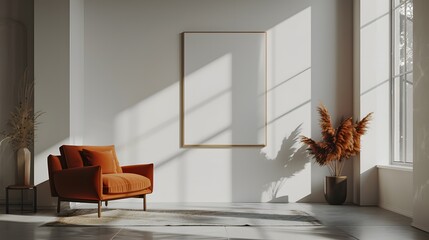 In a bright and airy space, vibrant pampas grass stand tall in a vase, while crisp shadows dance across the room from the window light.