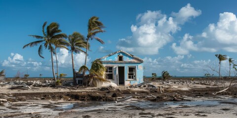 Post-hurricane destruction on a once vibrant island, a stark climate change reality