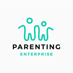 adult child parenting father son mother daughter parent logo vector icon illustration