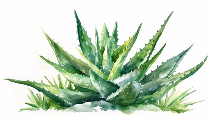 Watercolor drawing of aloe vera plant. - obrazy, fototapety, plakaty