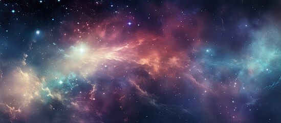 Capture the intricate details of a galaxy, filled with sparkling stars, nebulas, and cosmic dust in...