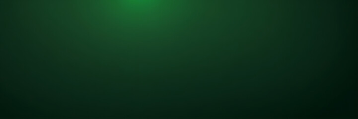 Dark green gradient background banner with empty space. Abstract green backdrop with smooth light transition and copy space.