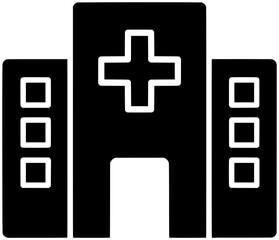 Fototapeta premium medicine illustration hospital silhouette clinic logo building icon medical outline emergency modern health architecture design exterior care doctor office shape healthcare treatment ambulance for