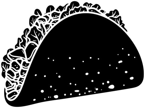 black taco with lettuce, food clip art preview