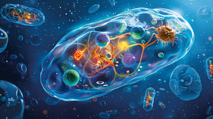 mechanism of Cellular respiration in mitochondria - obrazy, fototapety, plakaty