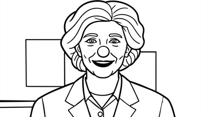 funny-mature-woman-with-clown-nose-in-office