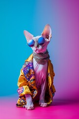 Sphynx Cat in Outfit and Top Hat