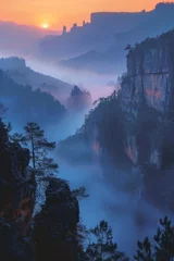 Fotobehang Overlooking the mountains, Danxia landform © SHI
