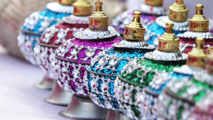 Traditional and decorated Indian Vermilion boxes