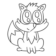 Little fox, outline, cute, cartoon, drawing, wild, animal, clip art, hand drawn