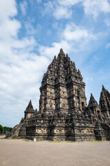 Fototapeta na wymiar Prambanan temple complex in Yogyakarta, Indonesia. Prambanan is a 9th-century Hindu temple compound, and a UNESCO World Heritage Site