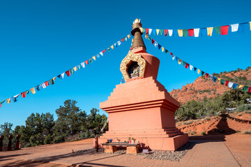 Amitabha Stupa Buddhist Temple Park - in Sedona, Arizona on a sunny day