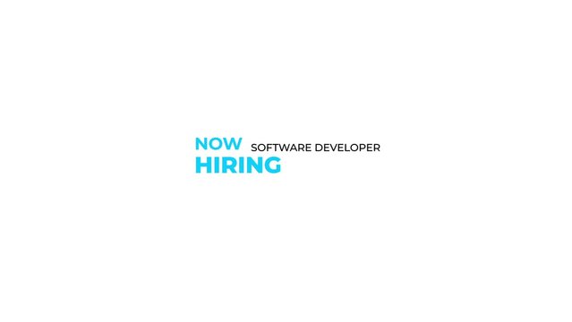 now hiring software developer - text animation for hiring people with blue text and white background